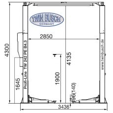 Elevator auto cu 2 coloane 4,2 TONE Profi-Line cu podeaua libera TW 242 PE B4.3